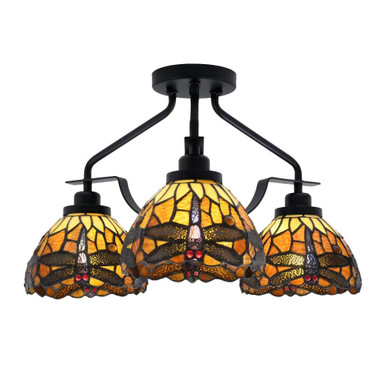 Odyssey 3 Light 17.75 Inch Wide Steel Semi Flush Mount by Toltec - 2607-MB-9115
