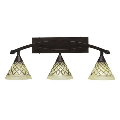 Bow 3 Light Steel Vanity Light 29 Inch Length by Toltec - 173-10-115-29