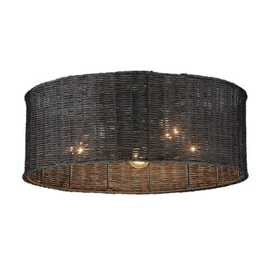 Erma 5 Light 22.38 Inch Wide Flush Mount by Golden - 1084-5FM BLK-BW