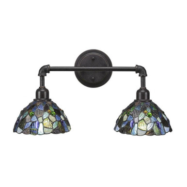 Vintage 2 Light Art Glass Vanity Light 20.25 Inch Length by Toltec - 182-DG-9955