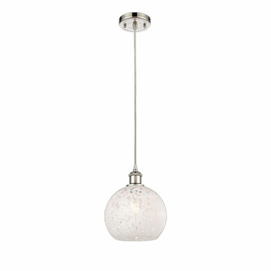 White Mouchette 1 Light Cord Hung Small Pendant 10 Inch Tall by Innovations - 516-1P-G1216-8