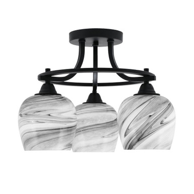 Paramount 3 Light 15.5 Inch Wide Steel Semi Flush Mount by Toltec - 3417-MB-4810
