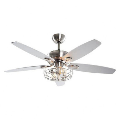 Kyla 5 Blade Caged Ceiling Fan with Light Kit 52 Inch Wide by Parrot Uncle - F6236Q110V