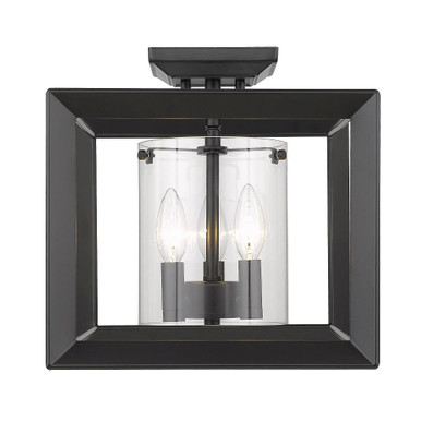 Smyth 3 Light 12 Inch Wide Semi Flush Mount by Golden - 2073-SF12