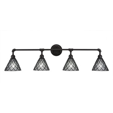 Vintage 4 Light Art Glass Vanity Light 42.75 Inch Wide by Toltec - 184-4275-1075-