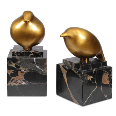 Golden Finch Bird Figurine (Set of 2) 6.5 Inchand 3 Inch Wide by Uttermost - 18301