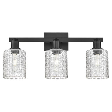 Cobbleskill 3 Light Basketweave Bath Vanity 24 Inch Wide by Innovations - 716-3W-BK-G112C-5CL