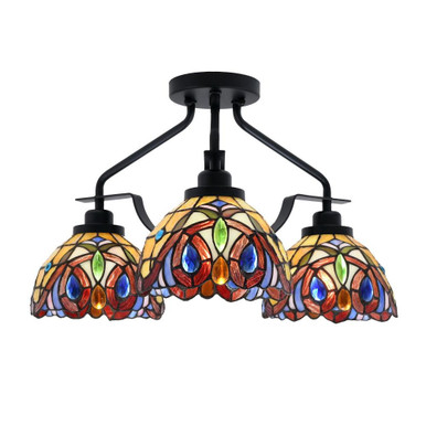 Odyssey 3 Light 17.5 Inch Wide Steel Semi Flush Mount by Toltec - 2607-MB-9325