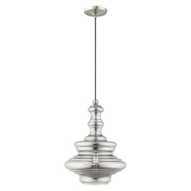 Art Glass 1 Light Smoke Glass Medium Pendant by Livex - 41245-91