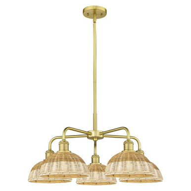 Bristol Natural II 5 Light Stem Chandelier 27.5 Inch Wide by Innovations - 516-5CR-NBD2-9