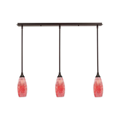 Any 3 Light Fusion Glass Linear Pendant 37.25 Inch Length by Toltec - 36-55-1325-3725