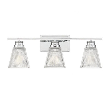 3 Light Cone Glass Mid Century Modern Vanity Light 24 Inch Wide by Meridian - M80041