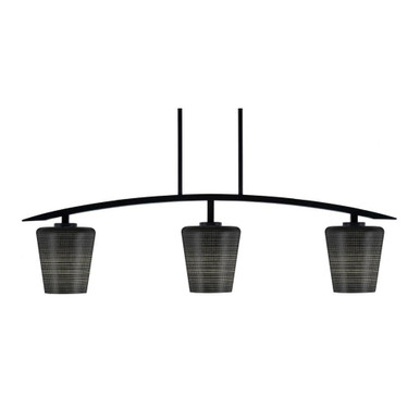 Kurve 3 Light Steel Island Pendant 10.75 Inch Tall by Toltec - 3736-MB-54