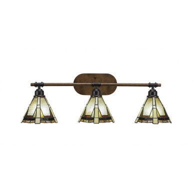 Blacksmith 3 Light Vanity Light 9 Inch Tall by Toltec - 1753-7-9-