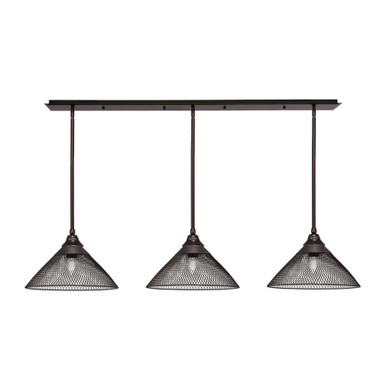 3 Light Stem Hung Linear Pendalier 9 x 53.75 Inch Length by Toltec - 48-DG-808-DG