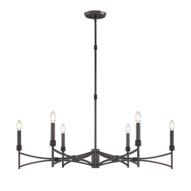 Gardner 6 Light Chandelier 5 Inch Tall and 40 Inch Wide by Savoy House - 1-8166-6-26