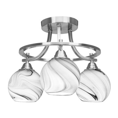 Paramount 3 Light Wide Semi Flush Mount by Toltec - 3417-BN-4109