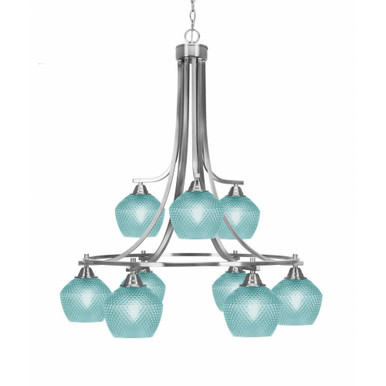 Paramount 9 Light Down Chandelier 32.75 Inch and 29.75 Inch Wide by Toltec - 3419-BN-4622