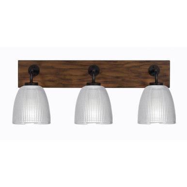Oxbridge 3 Light Ribbed Glass Vanity Light 26 Inch Length by Toltec - 1773-MBWG-500