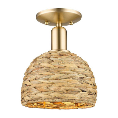 Woven Rattan 1 Light Semi Flush Mount 10.25 Inch X 8 Inch by Innovations - 716-1C-CB-RBD-8-NAT