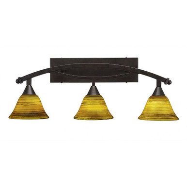 Bow 3 Light Steel Vanity Light 28.75 Inch Length by Toltec - 173-95-1075-2875