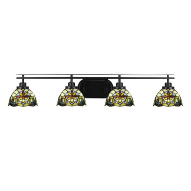 Odyssey 4 Light Art Glass Vanity Light 40 Inch Length by Toltec - 2614-MB-9355
