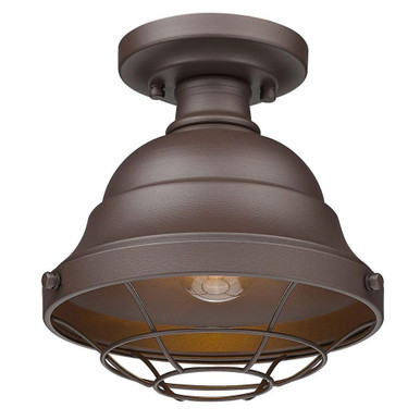 Bartlett 1 Light Outdoor Semi Flush Mount 8.63 Inch Tall by Golden - 7316-OSF TBZ