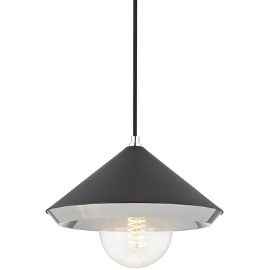 Marnie 1 Light Pendant 9 Inches Tall and 12.5 Inches Wide by Mitzi - H139701L-PN/BK