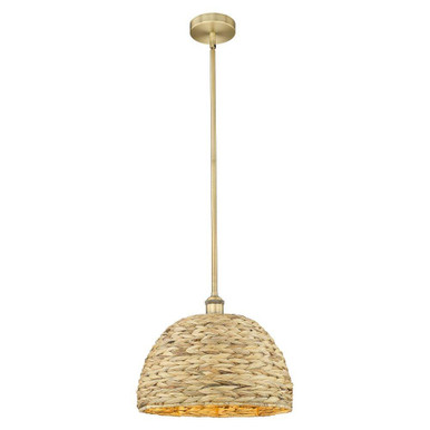 Woven Rattan 1 Light Stem Hung Mini Pendant 12.5 Inch Tall by Innovations - 616-1S-RBD-16