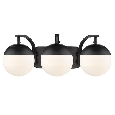 Dixon 3 Light Opal Glass Vanity Light by Golden - 3218-BA3 BLK-BLK