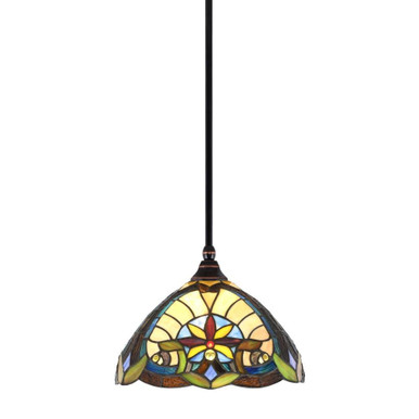 1 Light Medium Stem Hung Pendant 8.75 Inch Tall by Toltec - 23-BC-9369