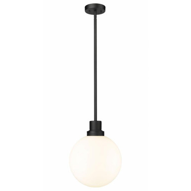 Laurent 1 Light Opal Glass Medium Outdoor Pendant by Z-Lite - 597P12-BK
