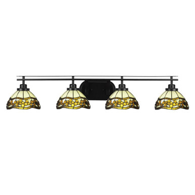 Odyssey 4 Light Art Glass Vanity Light 40.25 Inch Length by Toltec - 2614-MB-9445