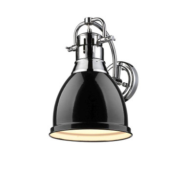 Duncan 1 Light Wall Sconce 12.88 Inch Tall and 8.88 Inch Wide by Golden - 3602-1W CH-BK