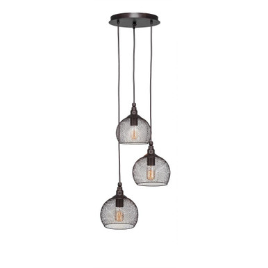 Plexus 3 Light Medium Pendant 10.25 Inch Tall by Toltec - 1818-1475-1025-