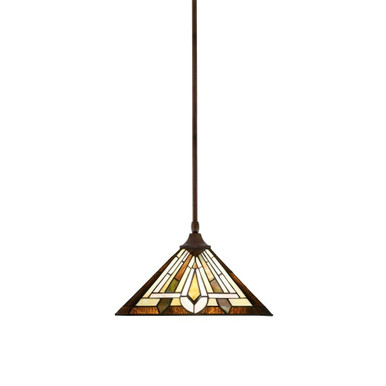 1 Light Medium Stem Hung Pendant 9 Inch Tall by Toltec - 13-BRZ-959