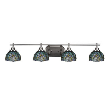 Odyssey 4 Light Art Glass Vanity Light 39.75 Inch Length by Toltec - 2614-BN-9925