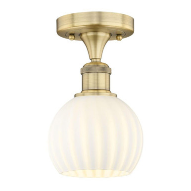 White Venetian 1 Light 6 Inch Wide Semi Flush Mount by Innovations - 616-1F-G1217-6