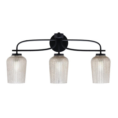 Cavella 3 Light Down Glass Vanity Light 26.25 Inch Length by Toltec - 3913-MB-4250