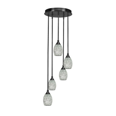 Empire 5 Light Stem Hung Steel Medium Pendant 14.25 Inch Wide by Toltec - 2145-BN-530