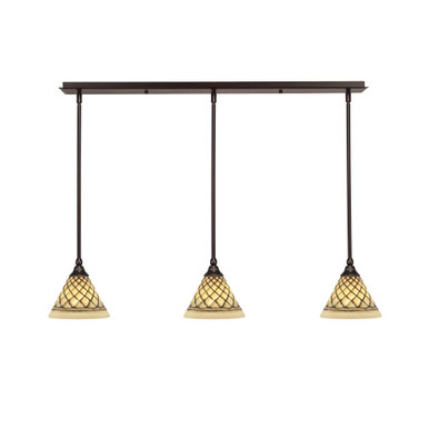 Any 3 Light Chocolate Icing Glass Small Linear Pendant by Toltec - 36-7-7-39