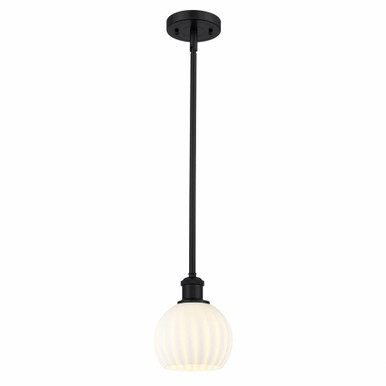 White Venetian 1 Light Stem Hung Mini Pendant by Innovations - 516-1S-G1217-6