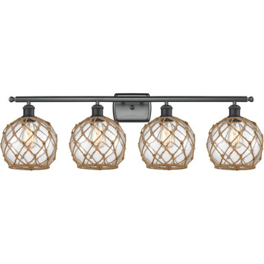 Farmhouse Rope 4 Light Bath Vanity 11 Inch and 38 Inch Wide by Innovations - 516-4W-G12-8R