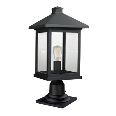 Portland 1 Light Outdoor Pier Mount Light 20.5 x 9.5 In by Z-Lite - 531PHBR-533PM-BK