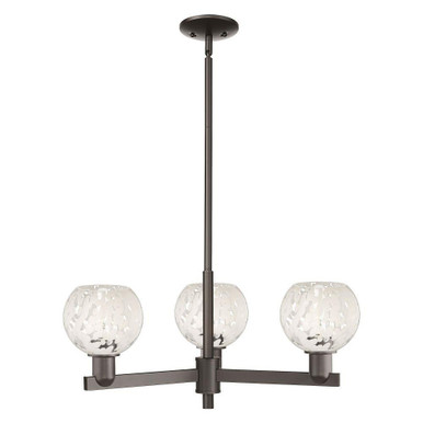 White Mouchette 3 Light Stem Hung Chandelier 27.75 Inch Wide by Innovations - 716-3CR-G1216-6