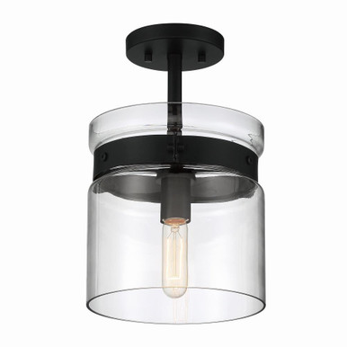 Midnight La 1 Light 9 Inch Wide Semi Flush Mount by Designers Fountain - d222m-sf-mb