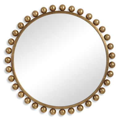 44 Inch Vintage Round Wall Mirror MeTallic Gold Leaf by Bailey Street Home - 208-BEL-4430478