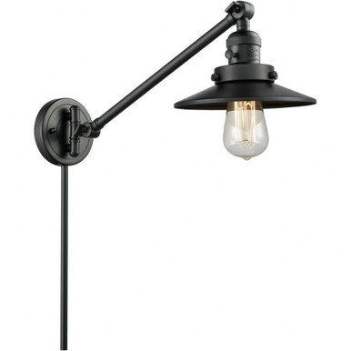 Railroad 1 Light Swing Arm Wall Mount 8 x 25 Inch by Innovations  - 237-BK-M6-BK