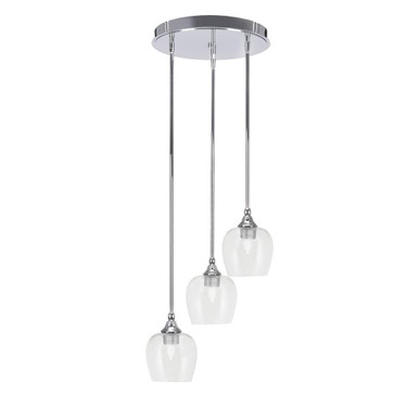 Empire 3 Light Steel Medium Pendant 15 Inch Wide by Toltec - 2143-15-1125