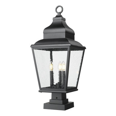 Raphael 3 Light Outdoor Pier Mount Fixture 29.25 Inch Tall by Z Lite - 5029PHBS-SQPM-BK